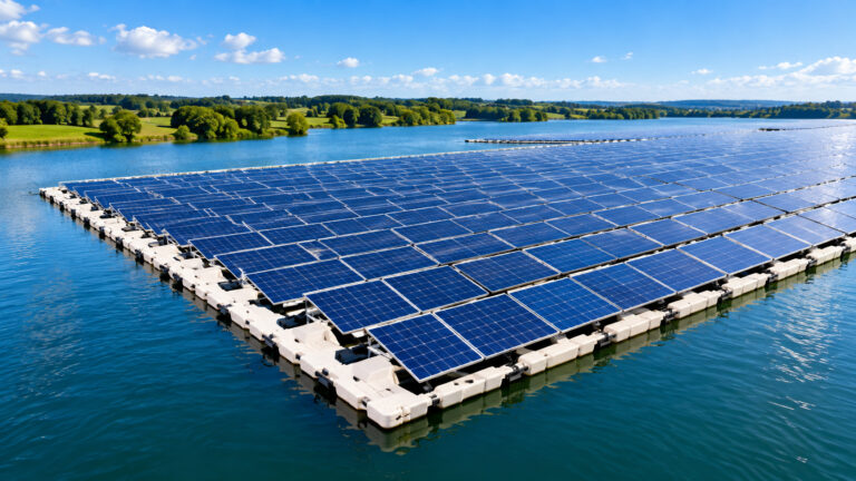 Panneaux solaires sur centrale flottante